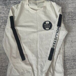 White Hollister long-sleeve graphic T-shirt